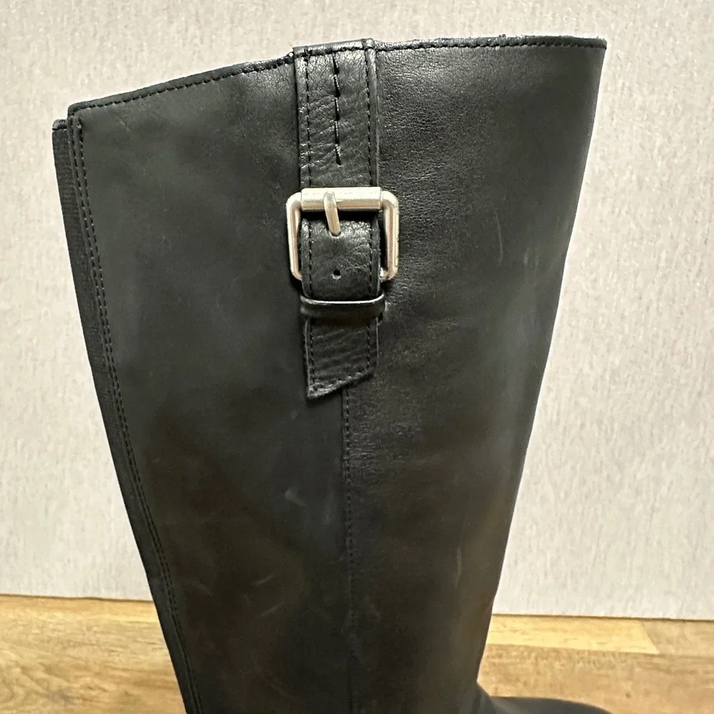 Sam Edelman Ponce Black Soft Leather Riding Boots Knee-High‎ Size 6.5